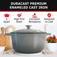 Mueller DuraCast 6 Quart Enameled Cast Iron Dutch Oven Pot with Lid, Heavy-Duty, Oven Safe up to 500° F & Across All Cooktops, Wedding Registry Ideas & Gifts, Emerald