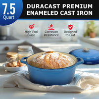 Mueller DuraCast 6 Quart Enameled Cast Iron Dutch Oven Pot with Lid, Heavy-Duty, Oven Safe up to 500° F & Across All Cooktops, Wedding Registry Ideas & Gifts, Emerald