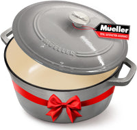 Mueller DuraCast 6 Quart Enameled Cast Iron Dutch Oven Pot with Lid, Heavy-Duty, Oven Safe up to 500° F & Across All Cooktops, Wedding Registry Ideas & Gifts, Emerald