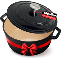 Mueller DuraCast 6 Quart Enameled Cast Iron Dutch Oven Pot with Lid, Heavy-Duty, Oven Safe up to 500° F & Across All Cooktops, Wedding Registry Ideas & Gifts, Emerald