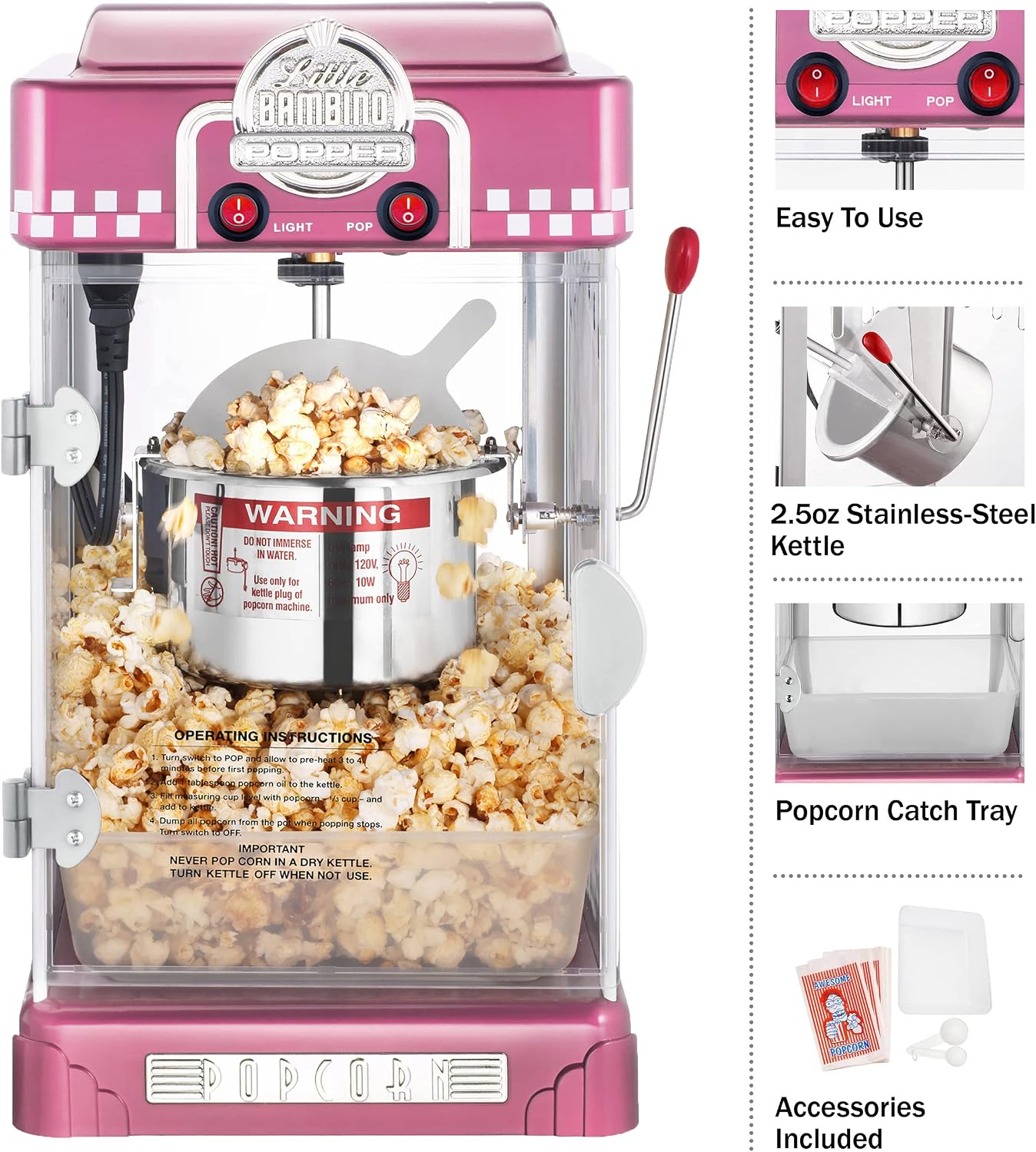 Pop Pup 2.5oz Popcorn Machine - Vintage Tabletop Popper