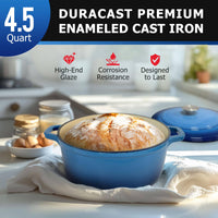 Mueller DuraCast 6 Quart Enameled Cast Iron Dutch Oven Pot with Lid, Heavy-Duty, Oven Safe up to 500° F & Across All Cooktops, Wedding Registry Ideas & Gifts, Emerald