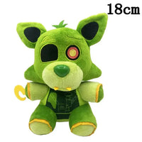 Green fox NAF plush toy with stitched details and a playful design, perfect for imaginative play.