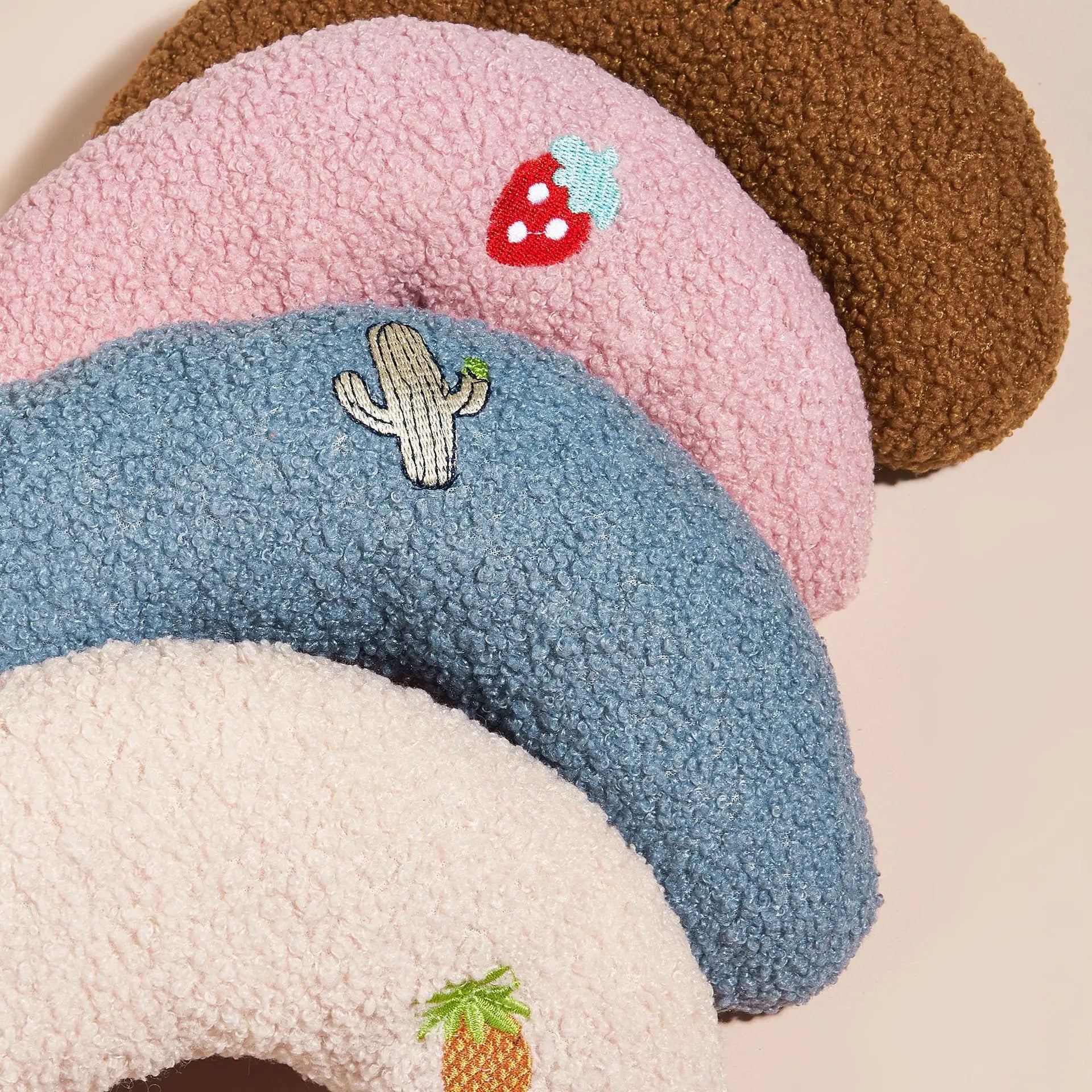 Colorful embroidered pet pillow with cactus design