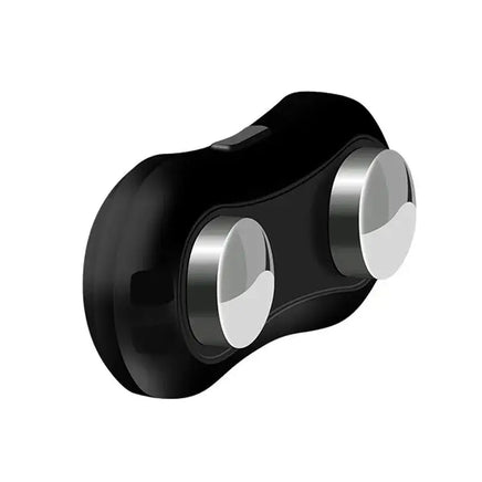 Sleek black intelligent anti-snoring device with dual metal contact points, designed to reduce snoring and improve sleep quality.