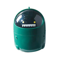Green dinosaur desktop trash can featuring a playful monster face, perfect for adding fun to home office waste disposal.