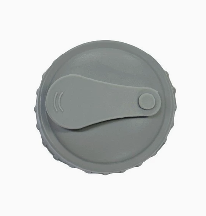 Gray silicone can lid with flip-top seal for leak-proof beverage storage. Ideal for reusable and waterproof drink protection.