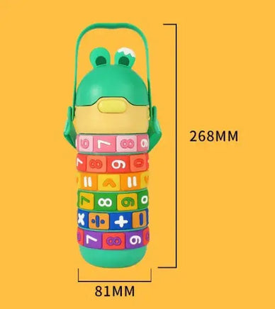 Green Children's Creative Educational Tumbler with dimensions 268mm height and 81mm width, featuring colorful educational rings.