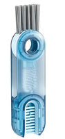 Blue 3 in 1 tiny bottle cup cover brush with straw cleaner and crevice cleaning tool, ideal for kitchen cleaning tasks.