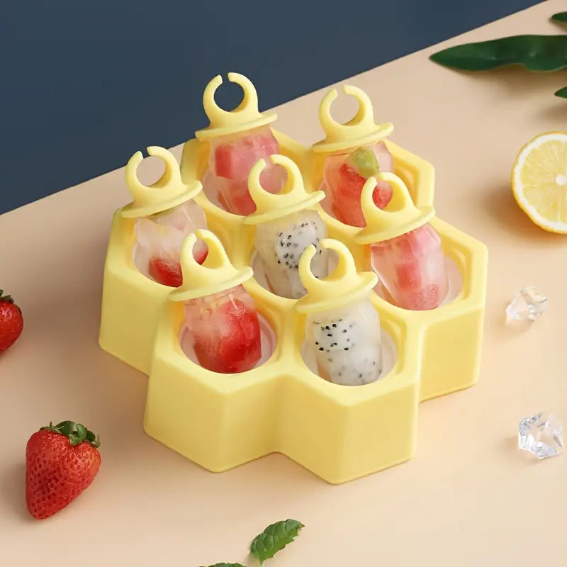 DIY Silicone Popsicle Mold | 7-Cavity Ice Cream Maker for Homemade Frozen Treats