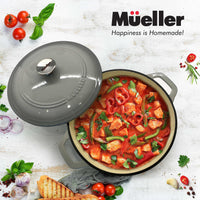 Mueller DuraCast 6 Quart Enameled Cast Iron Dutch Oven Pot with Lid, Heavy-Duty, Oven Safe up to 500° F & Across All Cooktops, Wedding Registry Ideas & Gifts, Emerald