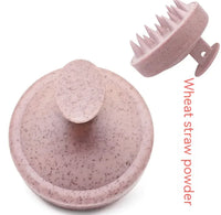 Pink wheat straw powder soft rubber shampoo brush with ergonomic handle and soft bristles for scalp massage.