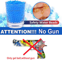 Safety water beads for toy guns with a warning about gel balls being sold separately from the gun.