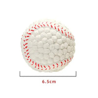 Squeaky Dog Toy shaped like a baseball with red stitching, measuring 6.5 cm, ideal for interactive play and pet entertainment.