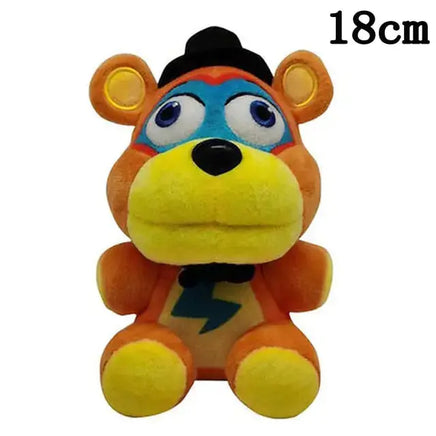 Yellow and orange bear NAF plush toy with a lightning bolt design, perfect for imaginative play, 18cm tall.