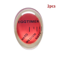 Set of two egg timer gadgets for boiling eggs, featuring hard, medium, and soft level indicators for consistent results.