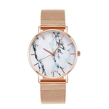 Fashion Rose Gold Mesh Band Creative Marble Female Wrist Watch Luxury Women Quartz Watches Gifts Relogio Feminino | ORANGE KNIGHT & CO.