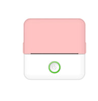 Portable thermal printer with a pink top cover and green power button, perfect for mobile printing tasks.