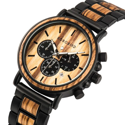 BOBO BIRD Wooden Men Watches Relogio Masculino Top Brand Luxury Stylish Chronograph Military Watch Great Gift for Man OEM | ORANGE KNIGHT & CO.