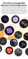 Customizable smartwatch dials with various designs, including analog and digital styles, offering personalization options.