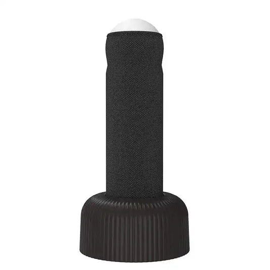 Black hand pull small night lamp with a textured base and soft glowing top, ideal for ambient lighting in bedrooms or living 