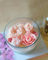 Rose Container Scented Candle with intricately crafted wax roses in a glass jar. Perfect for adding a luxurious floral aroma to any home decor.