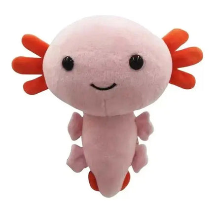 Light pink anime axolotl plush toy with orange gills, featuring a cheerful design, perfect for kids and collectors.