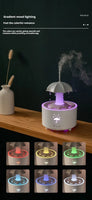 Raindrop Aromatherapy Humidifier with gradient mood lighting, offering multiple color options for a soothing and romantic atmosphere.