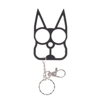 Black Portable Cute Cat Multifunction Outdoor Gadgets Keychain with a key ring and clip, designed for convenience and style.