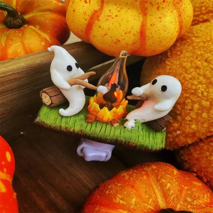 Halloween Ghost Campfire Night Light featuring playful ghosts around a glowing fire, enhancing Halloween atmosphere in home or garden.