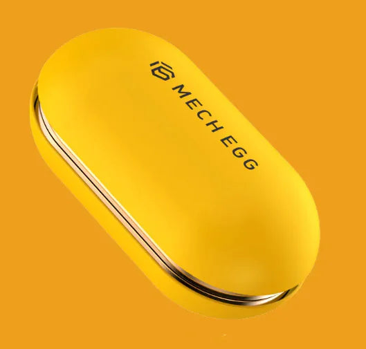 Yellow MechEgg coin stress relief toy with vibrant yellow finish, oval shape, and gold trim, ideal for anxiety relief and focus