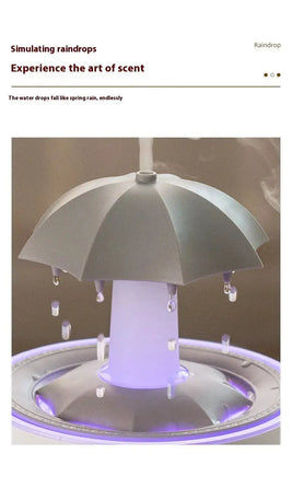 Close-up of Raindrop Aromatherapy Humidifier simulating raindrops, enhancing the sensory experience with a natural water effect.