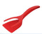 Red 2-in-1 kitchen gadget featuring a spatula and fork design, ideal for flipping and gripping food in the kitchen.