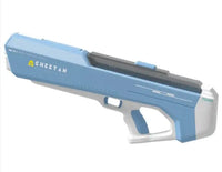 Sky blue electric water gun toy with sleek design and ergonomic grip. Perfect for water battles and outdoor play.