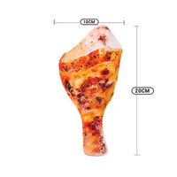 Chicken drumstick-shaped Meat Games Pet Toy with realistic grilled design, measuring 20cm in height and 10cm in width for dogs.