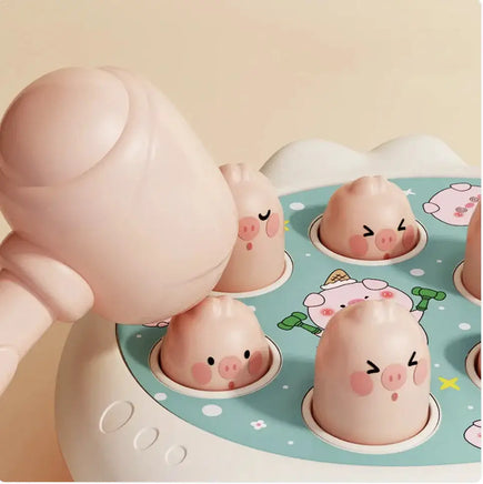 Close-up of the Groundhog Educational Toy pig theme, highlighting detailed pig figures with playful expressions and sturdy design.