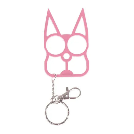 Pink Portable Cute Cat Multifunction Outdoor Gadgets Keychain with a key ring and clip, ideal for outdoor use and portability.