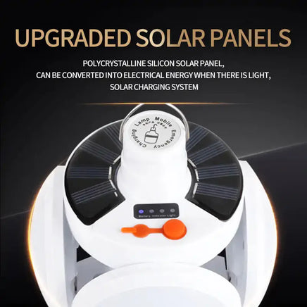 Upgraded solar panel lantern with polycrystalline silicon panels, offering efficient solar charging for outdoor and emergency use.