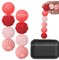 Sensory magnetic ball toy for children ages 4-6 in red and pink tones with textured silicone balls and a black zippered case for stress relief play.