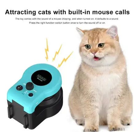 Automatic cat toy with built-in mouse sounds to attract cats, encouraging exercise and play for weight management and entertainment.