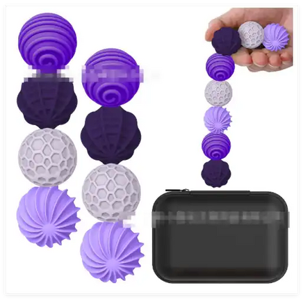 Purple sensory magnetic ball toy set for kids ages 4-6 with textured silicone balls and a black case, designed for interactive and creative play.