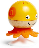 Colorful octopus baby rattle with smiling face and suction cup base