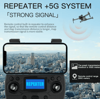 Remote control with 5G repeater system for enhanced signal and long-range drone operation