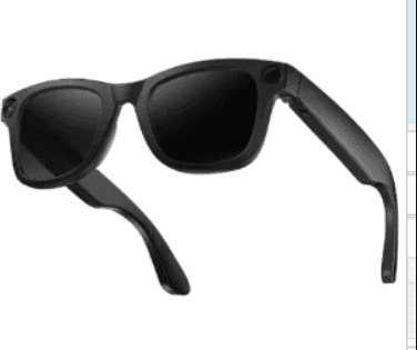 Black smart glasses with dark lenses