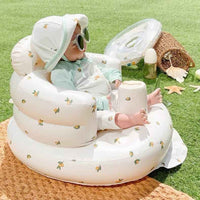 Baby inflatable chair with bear print for outdoor use