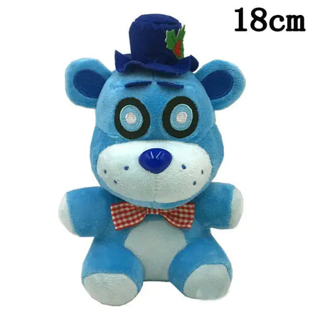 Blue bear NAF plush toy with a festive top hat and bow tie, crafted for cuddly fun, 18cm tall.