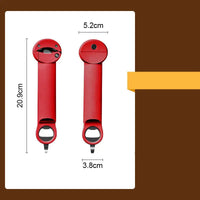 Red stainless steel labor-saving cap screw gadget with dimensions 20.9cm x 5.2cm x 3.8cm, combining style and functionality for kitchen tasks.