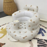 Inflatable baby chair with teddy bear print for dining and bath