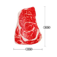 Steak-shaped Meat Games Pet Toy with realistic marbling, measuring 16cm in height and 12cm in width, ideal for dog play.