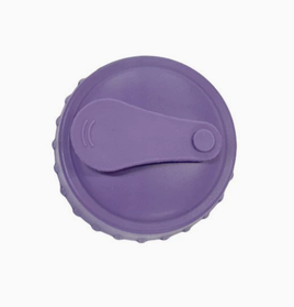 Purple leak-proof silicone can lid with flip-top seal for carbonated beverage freshness. Durable and waterproof for reusable use.
